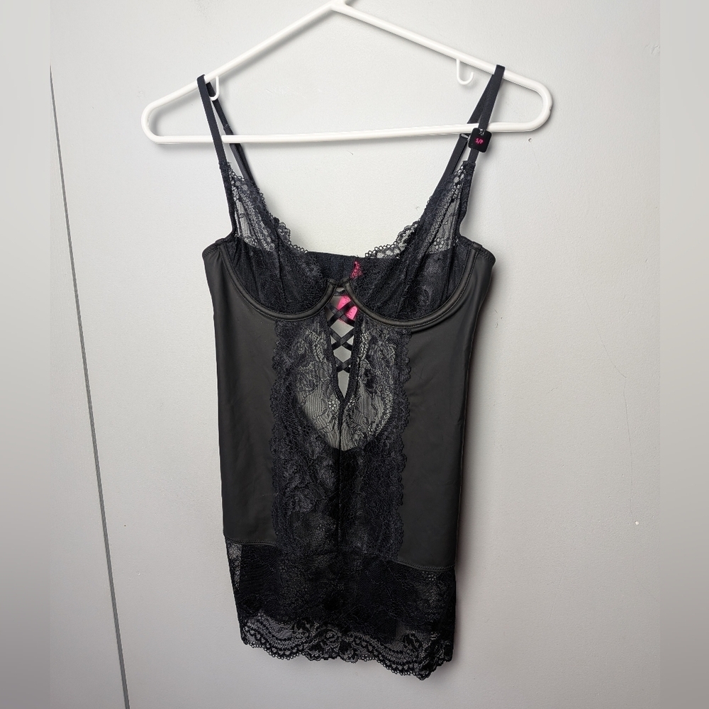 NWT La Senza Women Black Lace Lingerie Size Small See Through Adjustable Straps